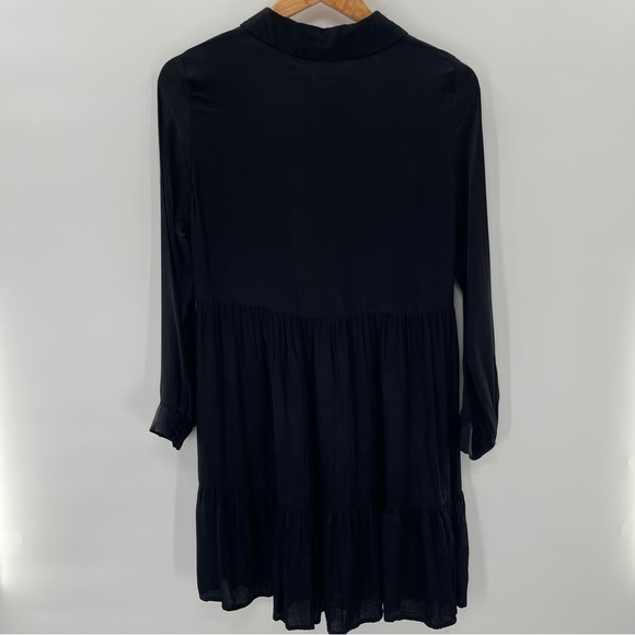 Zara Woman Black Silky Ruffle Tunic Dress Size XS - Picture 5 of 11